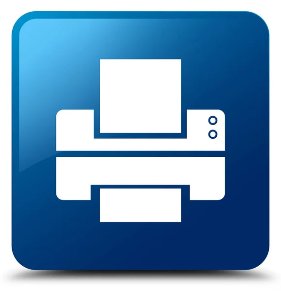 Printer icon blue square button — Stock Photo, Image