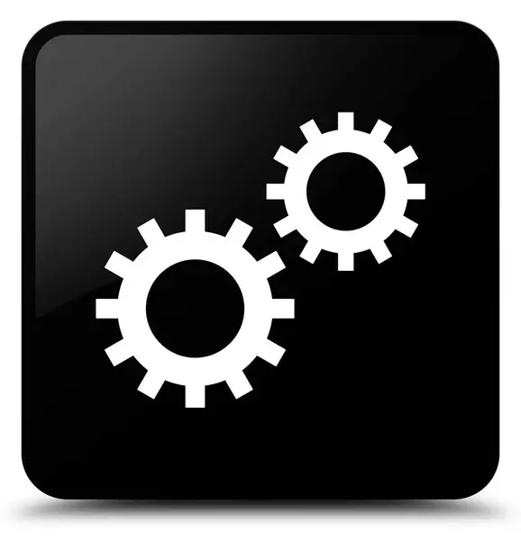 프로세스 아이콘 검은 사각형 버튼 — 스톡 사진