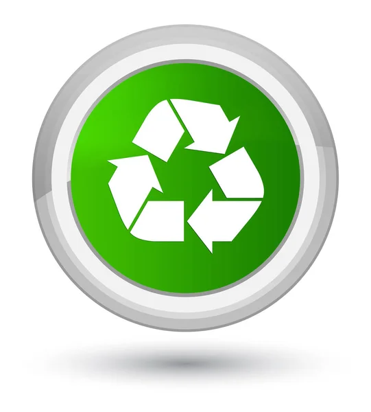 Recycling-Symbol Prime grünen runden Knopf — Stockfoto