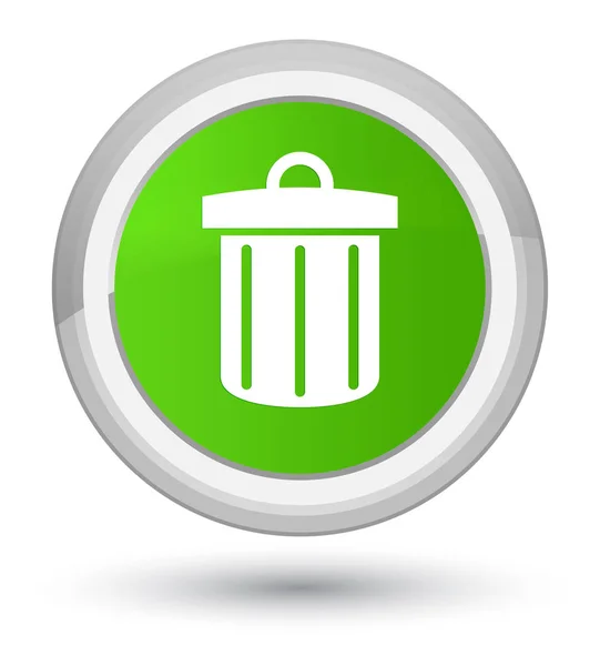 Reciclar icono de la papelera primer botón redondo verde suave — Foto de Stock