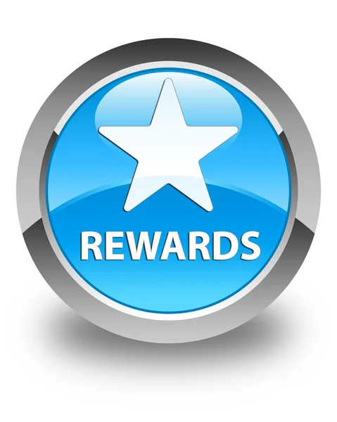 Rewards (star icon) glossy cyan blue round button — Stock Photo, Image