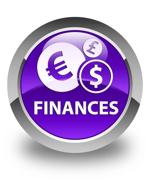 Фінанси (еро знак) глянсова фіолетова кругла кнопка — стокове фото