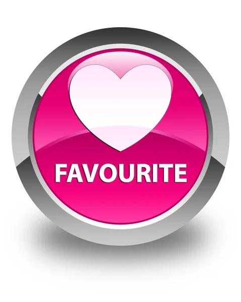 Favourite (heart icon) glossy pink round button — Stock Photo, Image