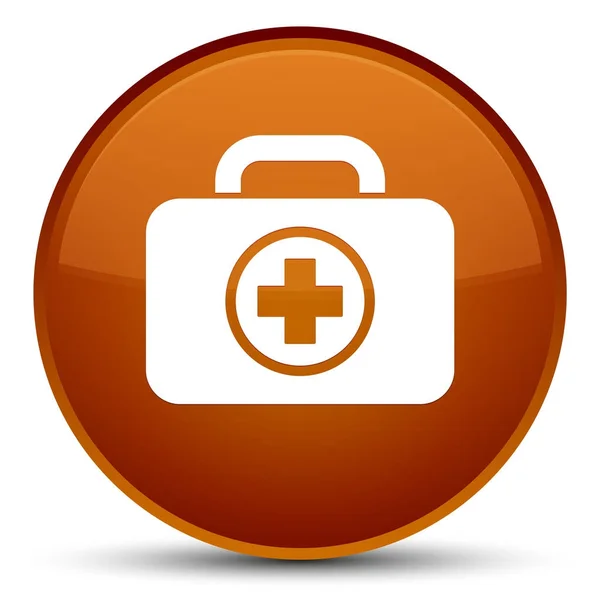 First aid kit icon special brown round button — Stock Photo, Image