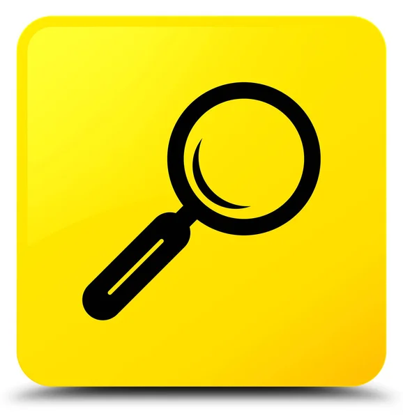 Ícone de lupa botão quadrado amarelo — Fotografia de Stock