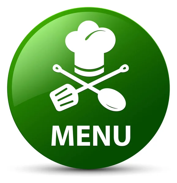 Menu (icona del ristorante) tasto rotondo verde — Foto Stock