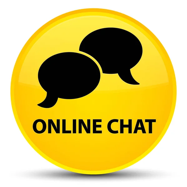 Online chat special yellow round button — Stock Photo, Image