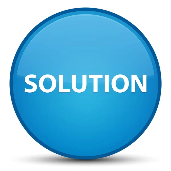 Solution special cyan blue round button — Stock Photo, Image