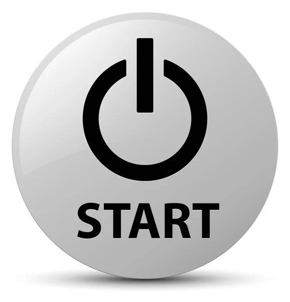 Iniciar (ícone de energia) botão redondo branco — Fotografia de Stock