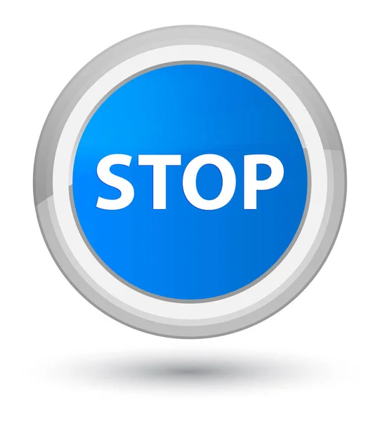 Stop primo ciano blu pulsante rotondo — Foto Stock