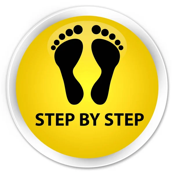 Stap voor stap (voetafdruk pictogram) premium gele ronde knop — Stockfoto