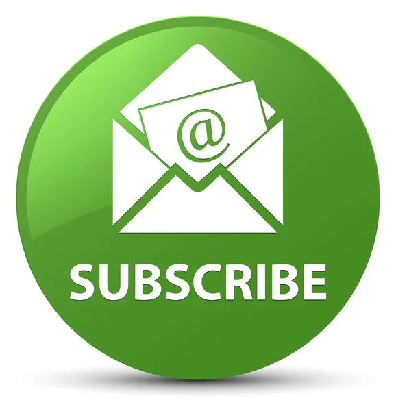 (Biuletyn e-mail ikona) miękki zielony okrągły przycisk Subskrybuj — Zdjęcie stockowe