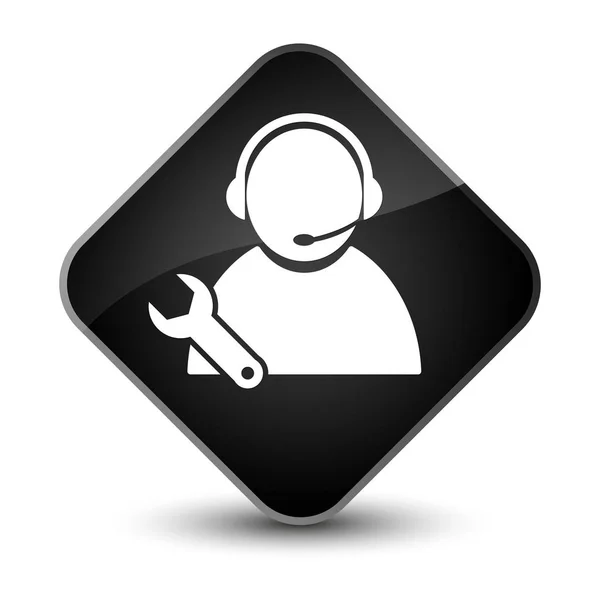 Tech support icon elegant black diamond button — Stock Photo, Image