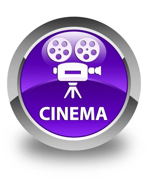 Cinema (video camera icon) glossy purple round button — Stock Photo, Image