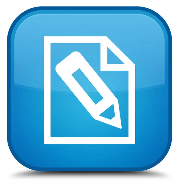 Ołówek w stronę ikony specjalne cyan niebieski kwadrat przycisk — Zdjęcie stockowe