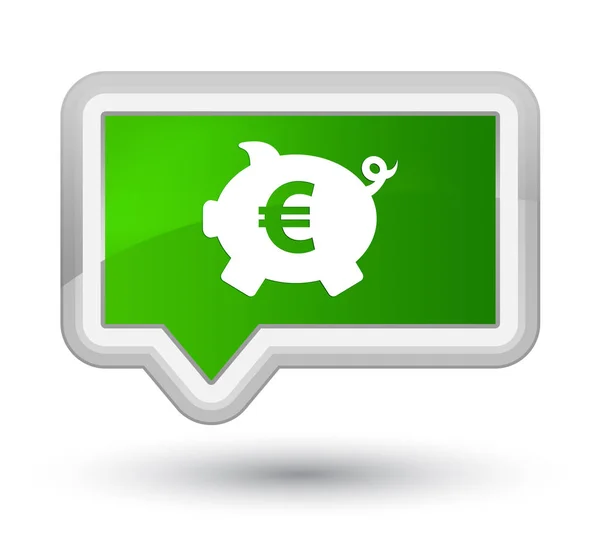 Piggy bank euro teken pictogram prime groene banner knop — Stockfoto