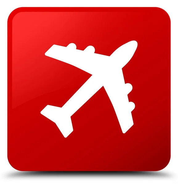 Plane icon red square button — Stock Photo, Image