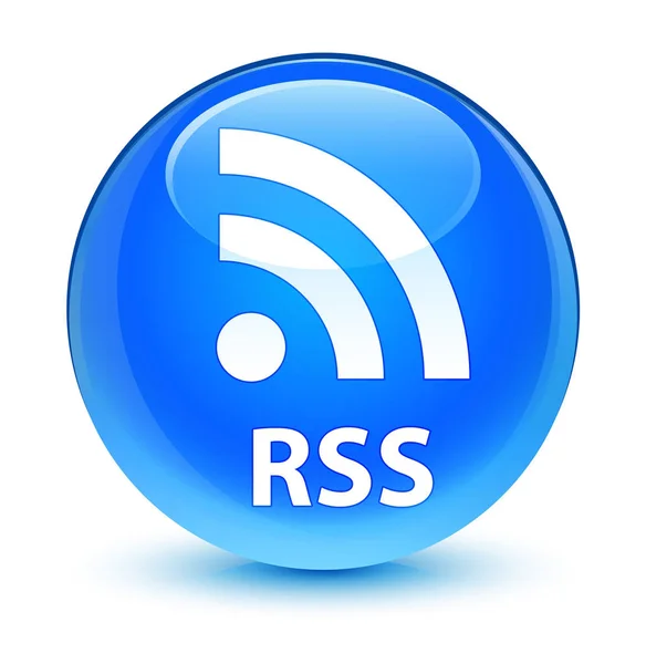 RSS glassy cyan blue round button — Stock Photo, Image