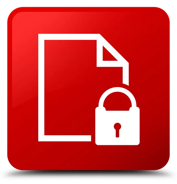 Secure document icon red square button — Stock Photo, Image