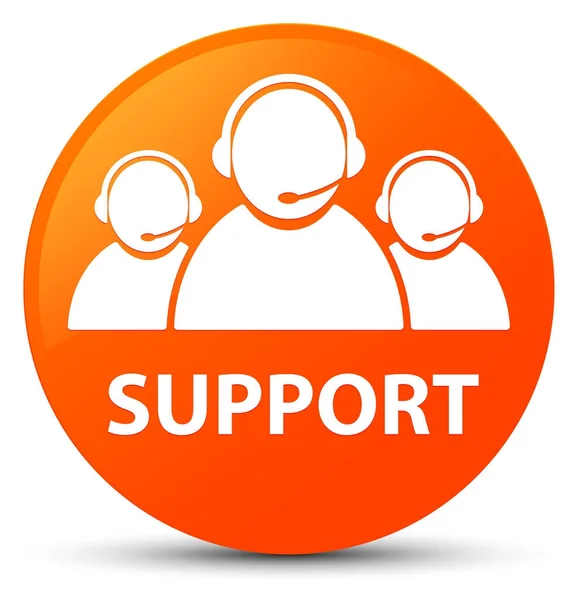 Steun (het pictogram van het team van het zorg van de klant) oranje ronde knop — Stockfoto