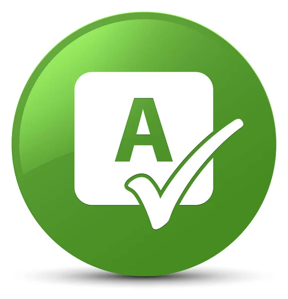 Spell check icon soft green round button — Stock Photo, Image