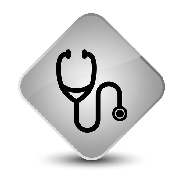 Stethoscope icon elegant white diamond button — Stock Photo, Image