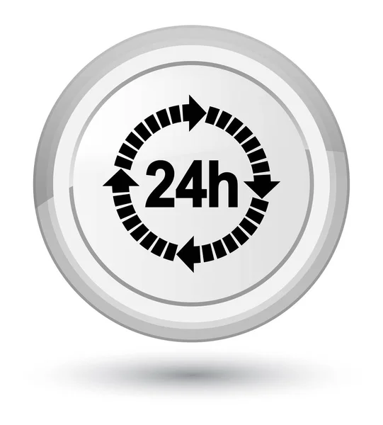 24 hours delivery icon prime white round button — Stock Photo, Image