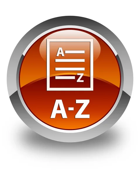 A-Z (icono de la página de lista) botón redondo marrón brillante — Foto de Stock