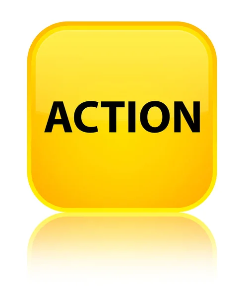 アクション特別な黄色の正方形ボタン — ストック写真