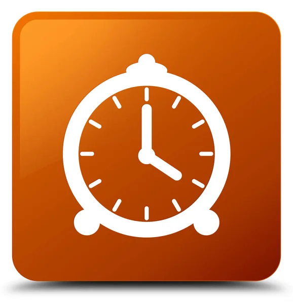 Alarm clock icon brown square button — Stock Photo, Image