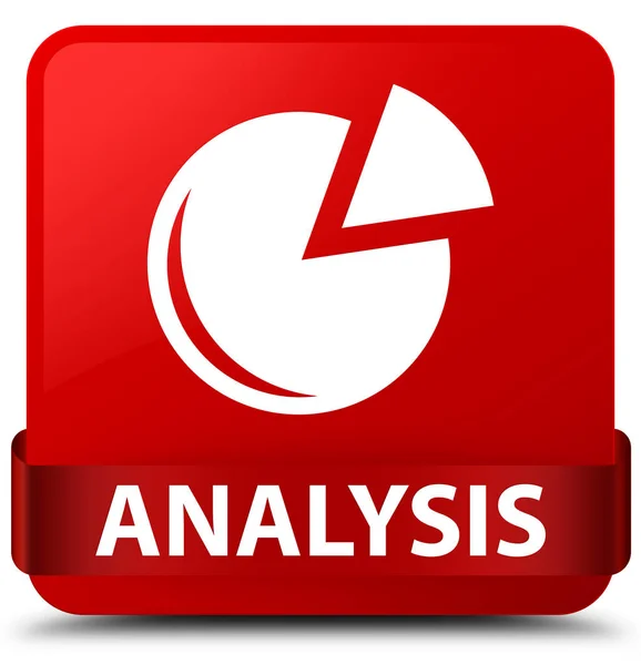 Analys (diagram ikon) Röda torget knappen rött band i mitten — Stockfoto