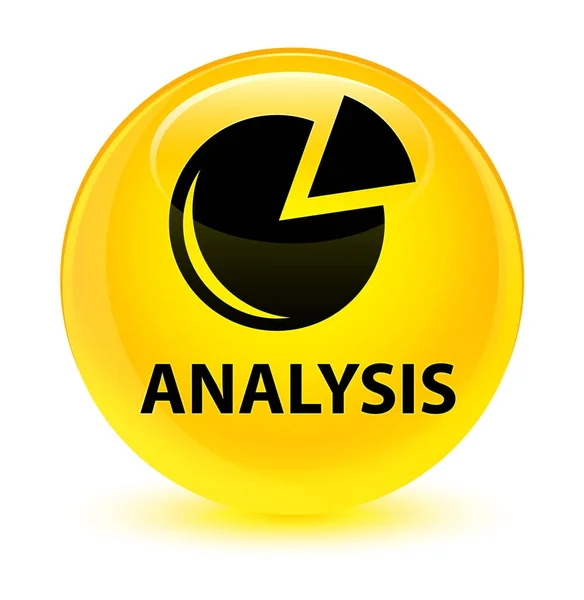 분석 (그래프 아이콘) 유리 노란색 라운드 버튼 — 스톡 사진