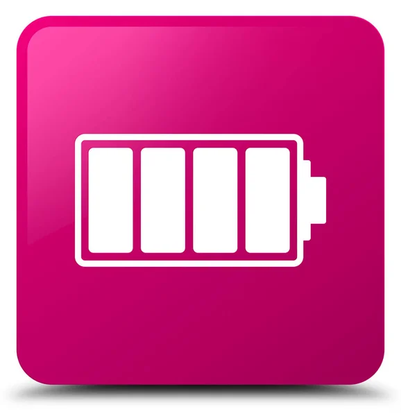 Batterie Symbol rosa quadratische Taste — Stockfoto