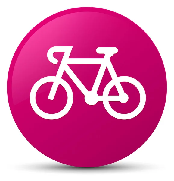 Icône vélo bouton rond rose — Photo