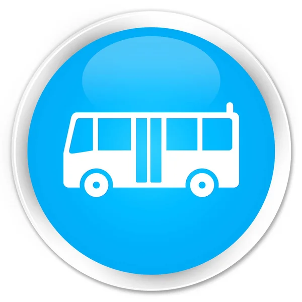 Ícone de ônibus botão redondo azul ciano premium — Fotografia de Stock