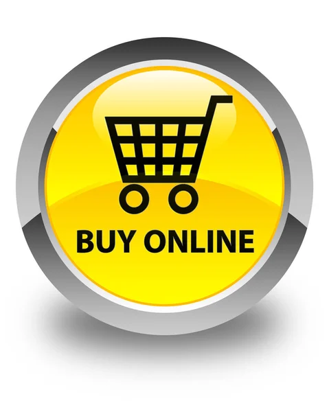 Comprar on-line botão redondo amarelo brilhante — Fotografia de Stock