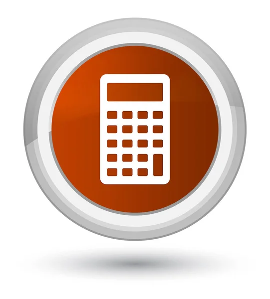 Przycisk okrągły brązowy ikona prime Kalkulator — Zdjęcie stockowe