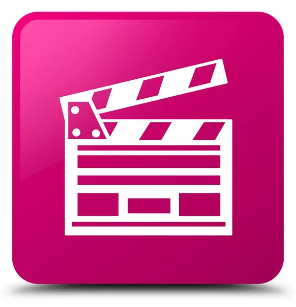 Kino Clip Symbol rosa quadratische Taste — Stockfoto