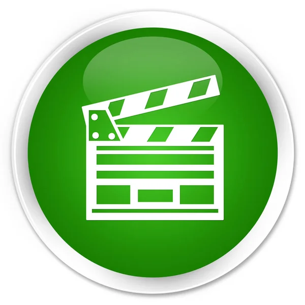 영화 클립 아이콘 프리미엄 녹색 라운드 버튼 — 스톡 사진
