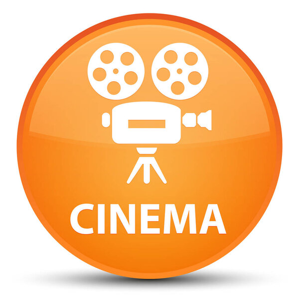 Cinema (video camera icon) isolated on special orange round button abstract illustration