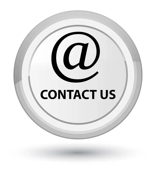Contacte-nos (ícone de endereço de e-mail) botão redondo branco principal — Fotografia de Stock