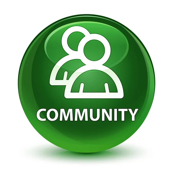 Comunidade (ícone de grupo) vítreo botão redondo verde suave — Fotografia de Stock