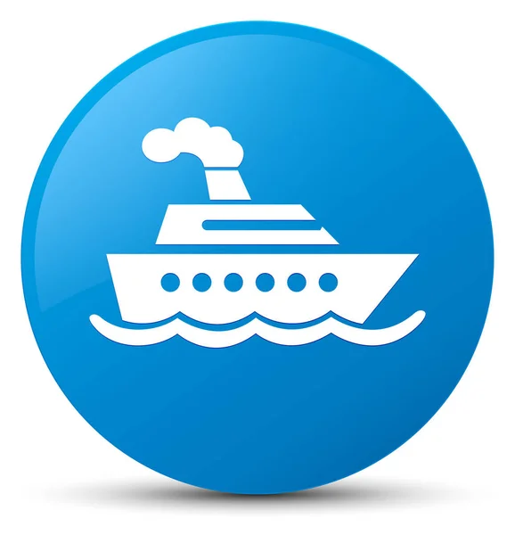 Crucero icono del barco cyan botón redondo azul —  Fotos de Stock