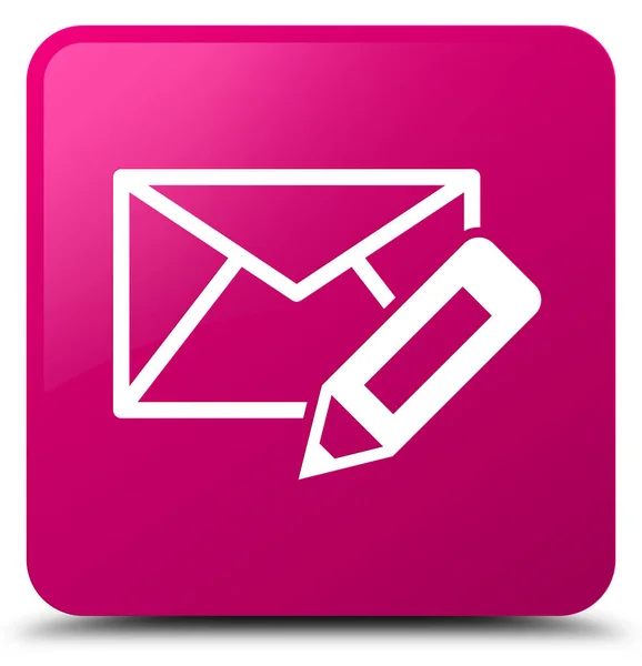 Modifica icona email pulsante quadrato rosa — Foto Stock