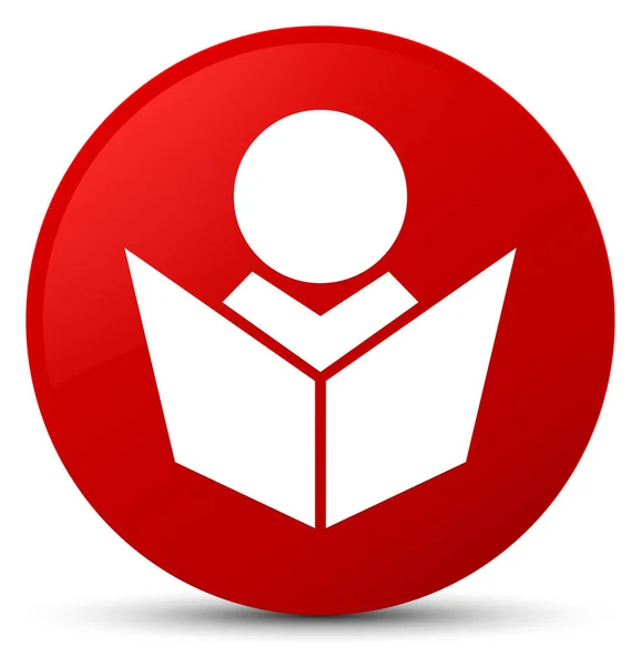 E-Öğrenim simgesi kırmızı yuvarlak düğmesi — Stok fotoğraf