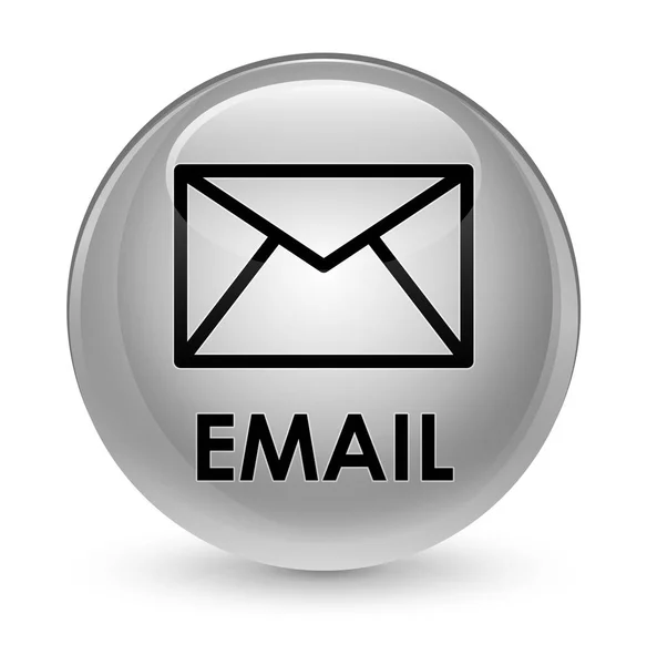 Botón redondo blanco vidrioso del email —  Fotos de Stock
