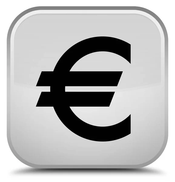 Euro işareti simgesi özel beyaz kare düğme — Stok fotoğraf