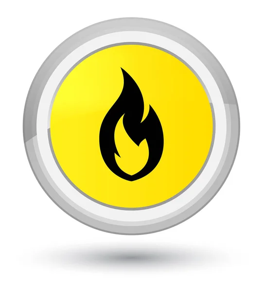 화재 불꽃 아이콘 주요 노란색 라운드 버튼 — 스톡 사진