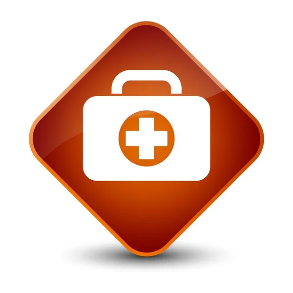 First aid kit bag icon elegant brown diamond button — Stock Photo, Image