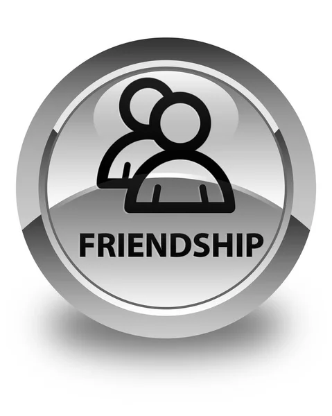 Блестящая белая круглая кнопка дружбы (икона группы) — стоковое фото